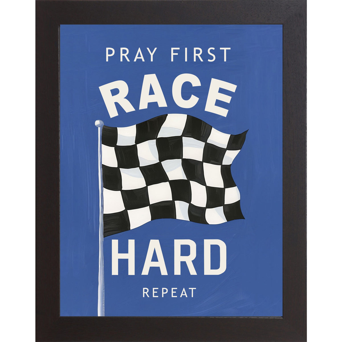 Pray First Race Hard Repeat Wall Art – Christian Racing Bedroom Decor (SB264)