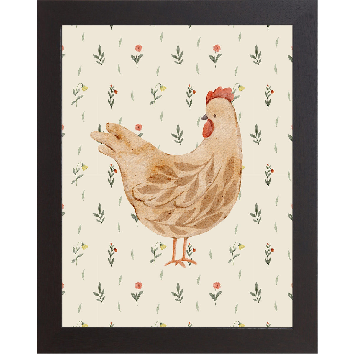 Rustic Farmhouse Hen Wall Art – Watercolor Chicken Portrait Farmhouse Kitchen Art (SB240)