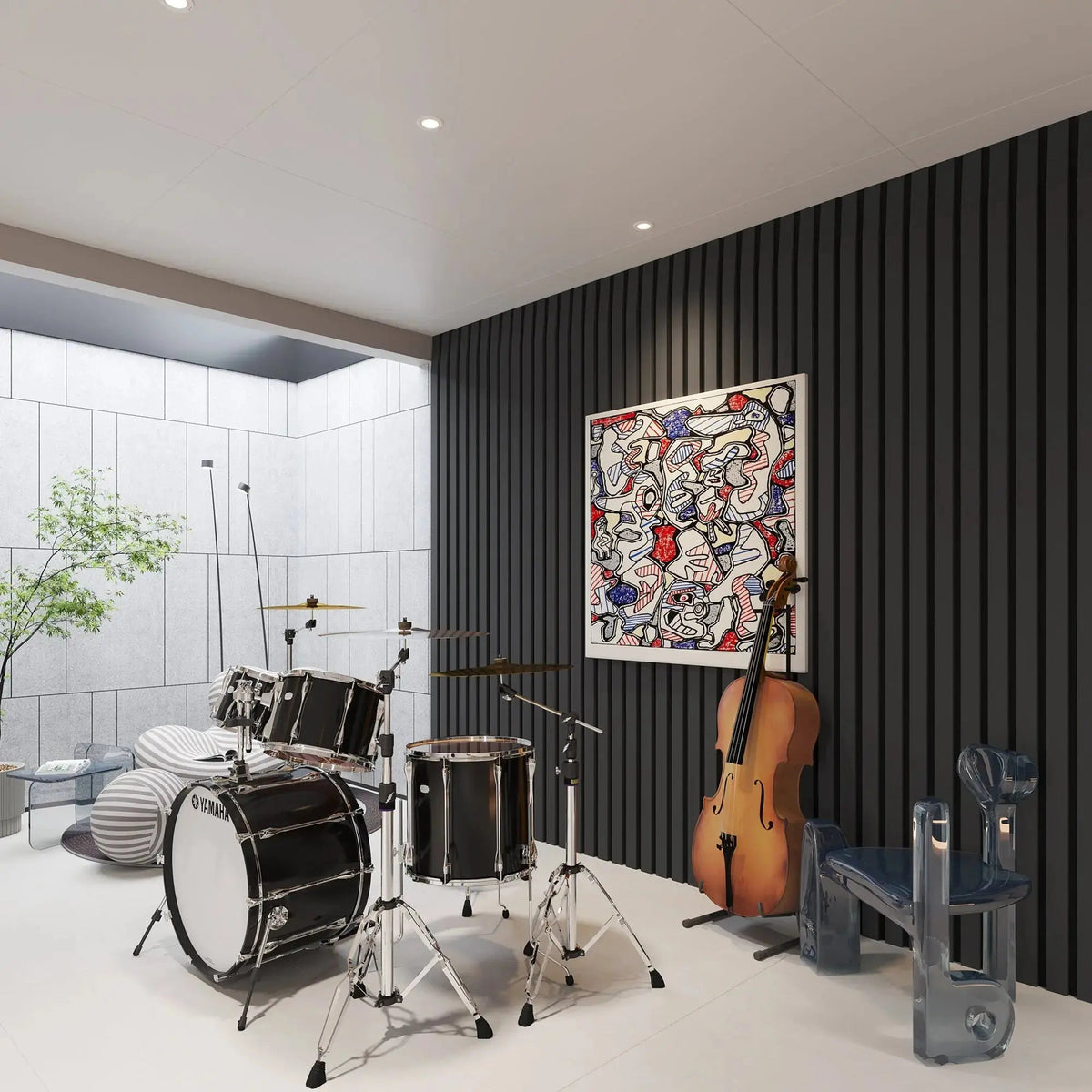 Solid Wood Acoustic Slat Wall Panels (Broad Strip)