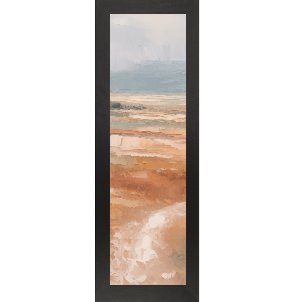 Terracotta Abstract Landscape Wall Art – Soft Peach Field Narrow Portrait Scenic Decor (SB934)