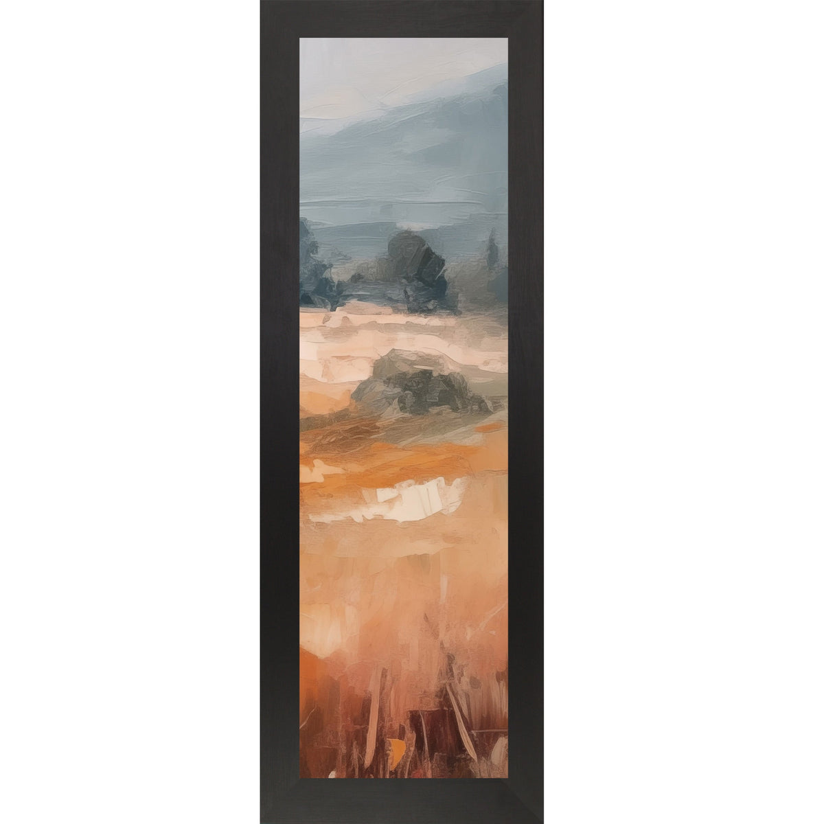 Terracotta Abstract Landscape Wall Art – Warm Orange Field Narrow Portrait Scenic Decor (SB935)