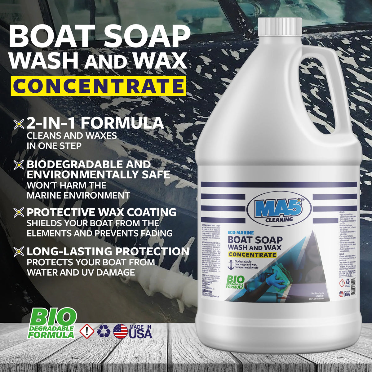 MA5X Marine Wash & Wax - Concentrated Boat Cleaner & Protectant