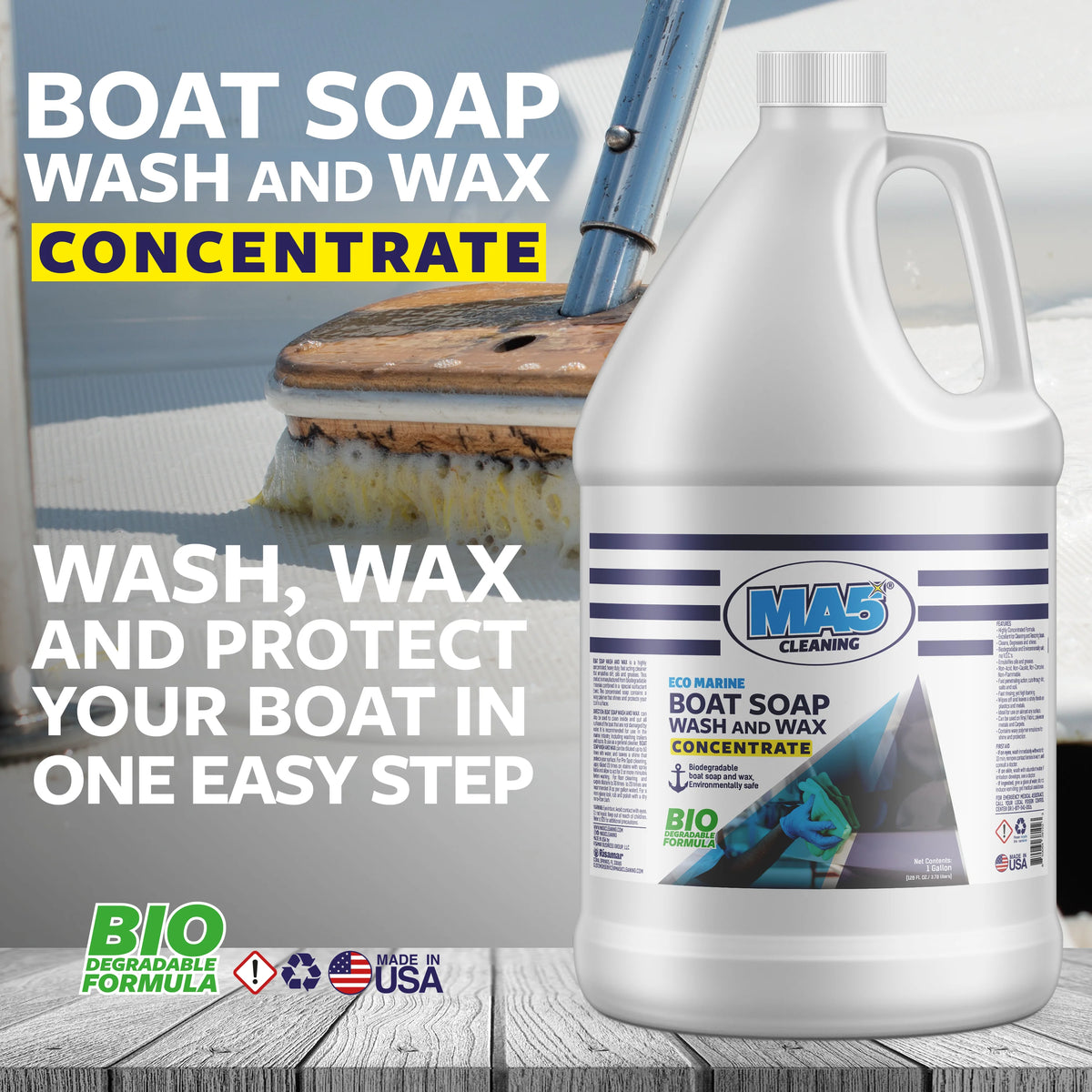 MA5X Marine Wash & Wax - Concentrated Boat Cleaner & Protectant