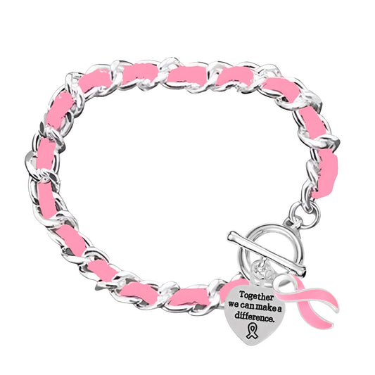 Breast Cancer Pink Leather Rope Awareness Bracelets