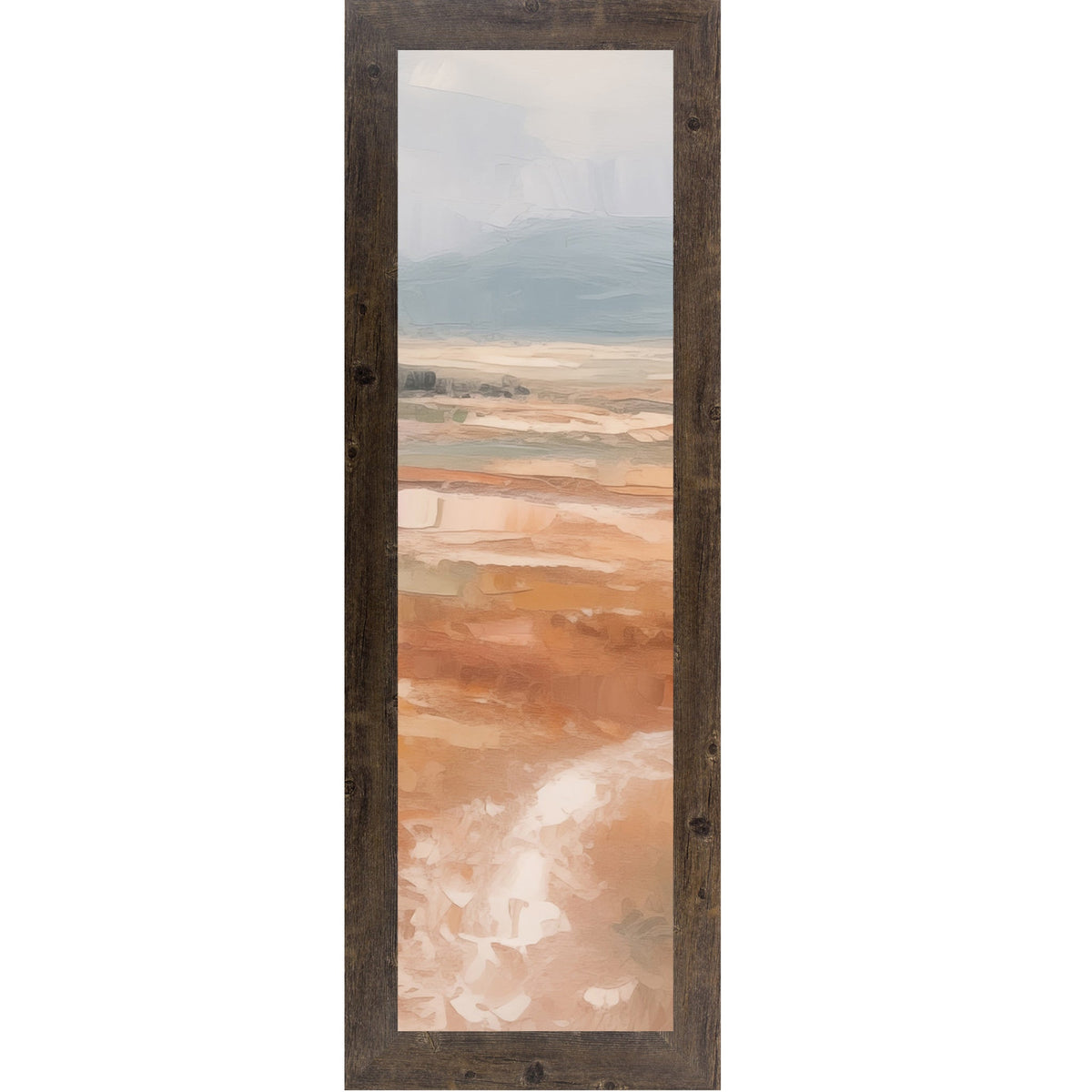 Terracotta Abstract Landscape Wall Art – Soft Peach Field Narrow Portrait Scenic Decor (SB934)