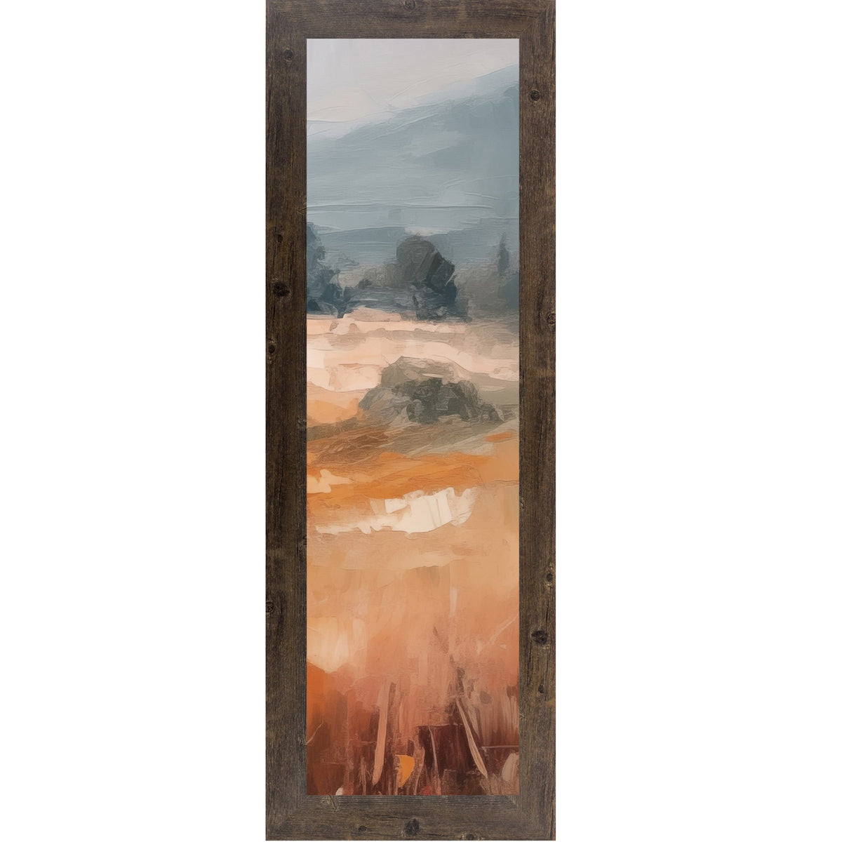 Terracotta Abstract Landscape Wall Art – Warm Orange Field Narrow Portrait Scenic Decor (SB935)