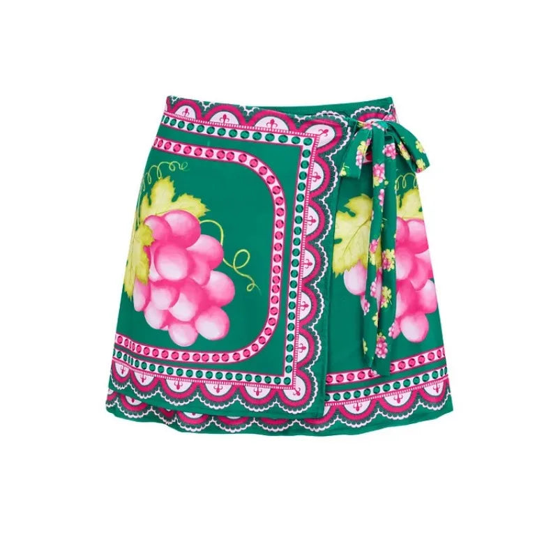 Long sleeved V-neck printed one piece swimsuit for women
