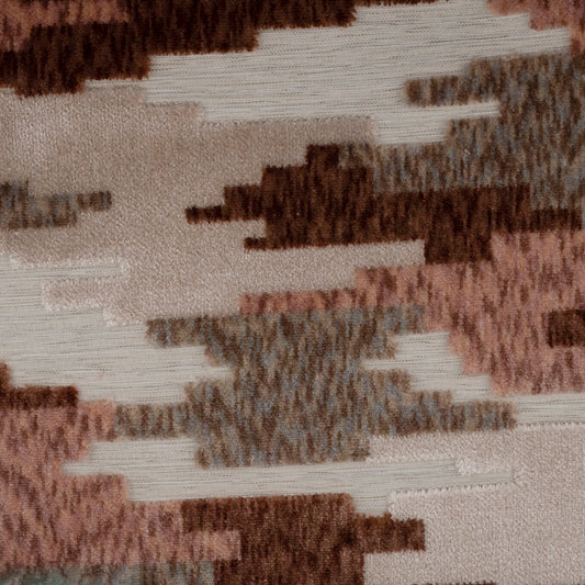 CADIZ - GEOMETRIC PATTERN CUT VELVET UPHOLSTERY FABRIC BY THE YARD