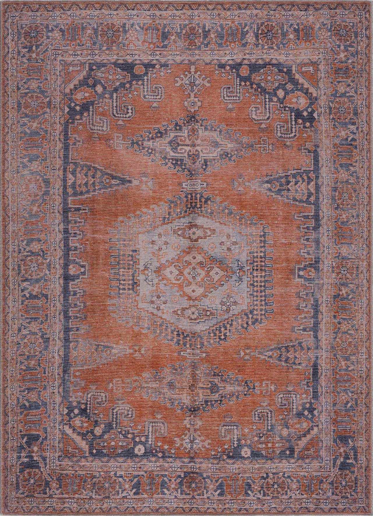 Burnt Orange Taber Medallion Washable Area Rug