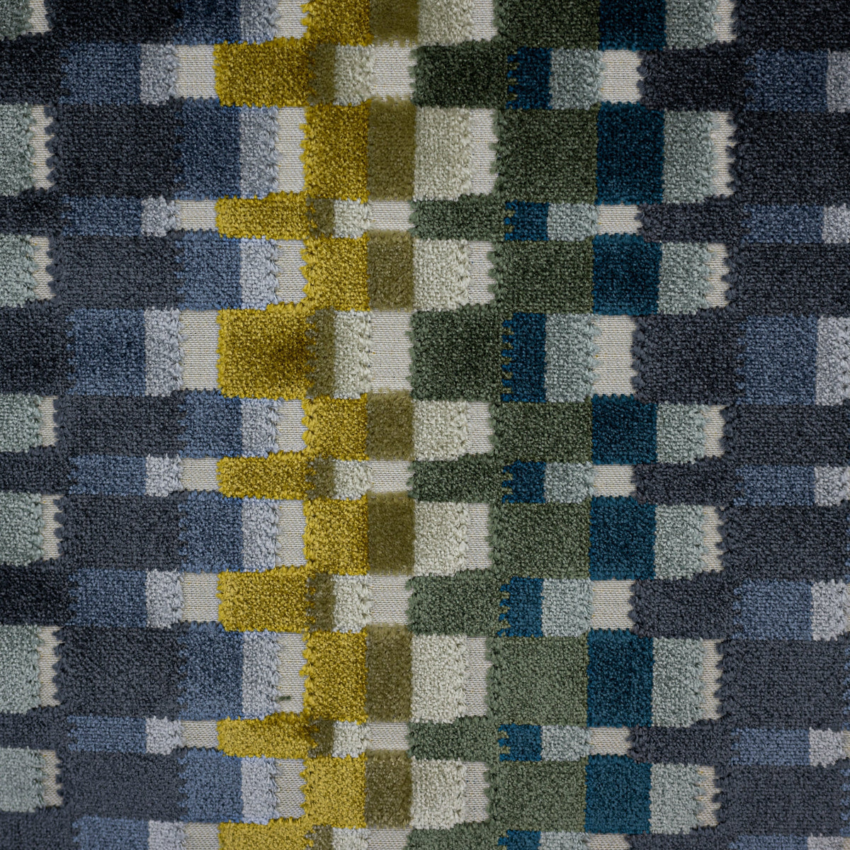 CUADRO - MULTICOLOR GEOMETRIC CUT VELVET UPHOLSTERY FABRIC BY THE YARD