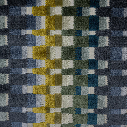 CUADRO - MULTICOLOR GEOMETRIC CUT VELVET UPHOLSTERY FABRIC BY THE YARD