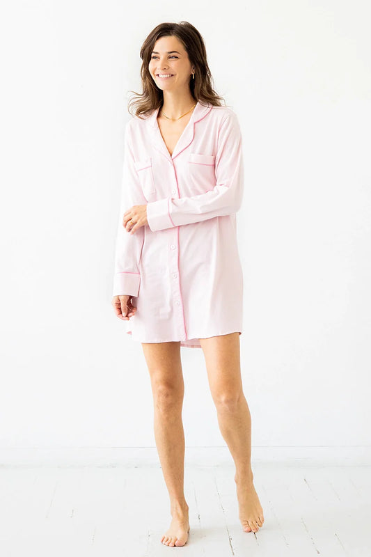 Classic Luxury Sleep Shirt in Brushed Pima Cotton