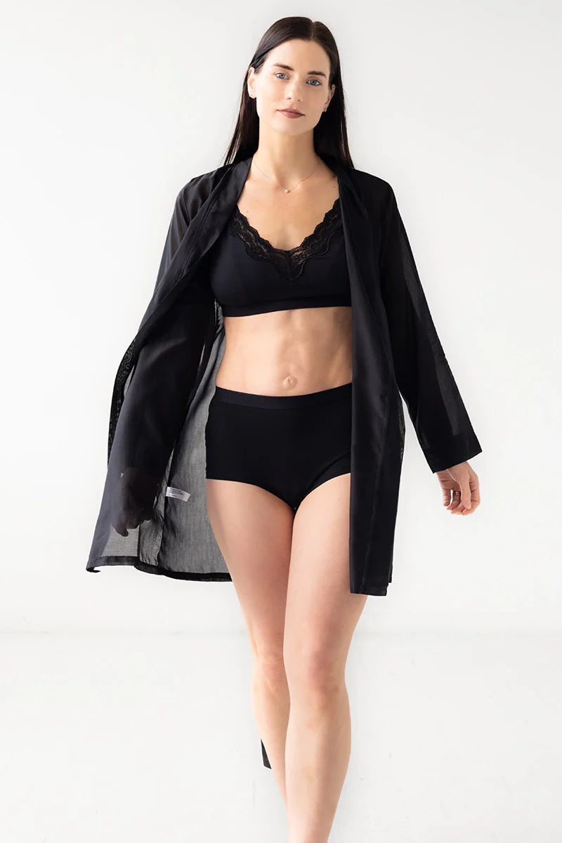 Cotton Bralette with Lace Edge