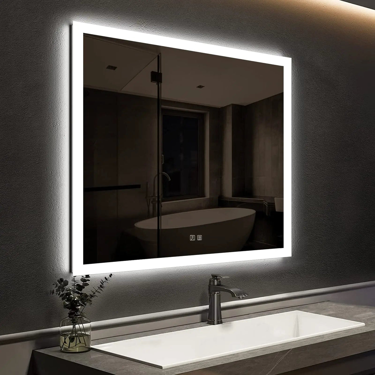Compact Edge Glow LED Bathroom Mirror