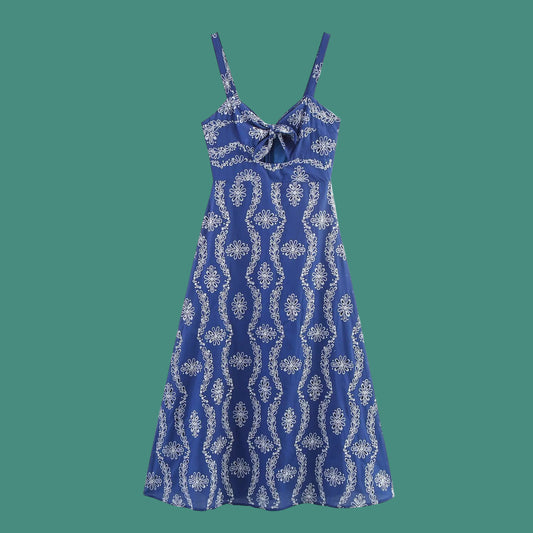 Hollow lace embroidery suspender dress for women