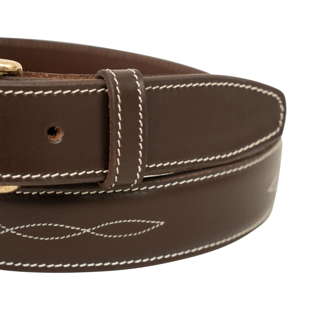 Huntley Fancy Stitched Ladies  1.5" Inch wide belt, Brown