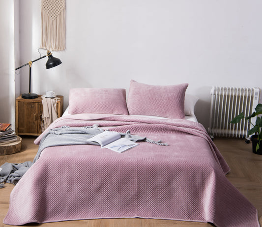 All Season Cozy Velvet Quilt Set with Shams, Queen, King, Room Decor, Graduation Gifts