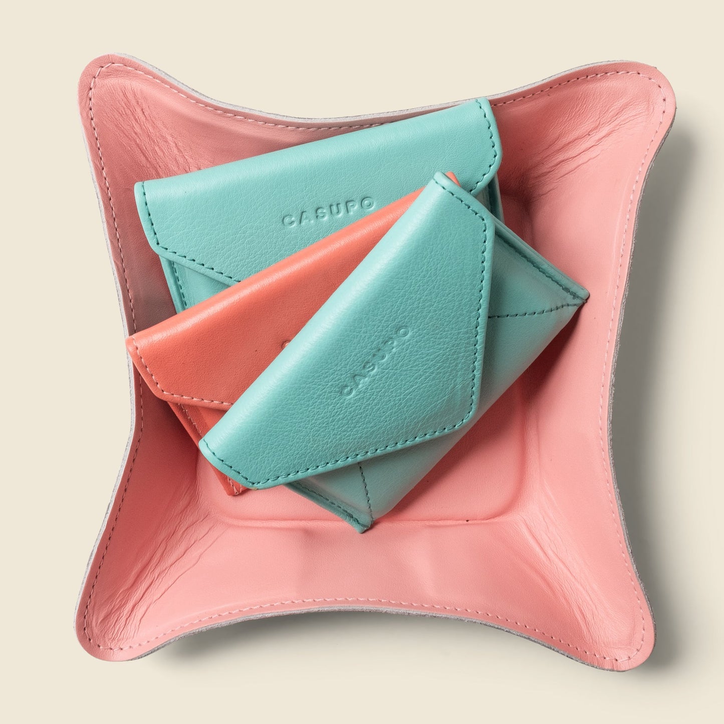 Travel Valet Leather Tray - Pink