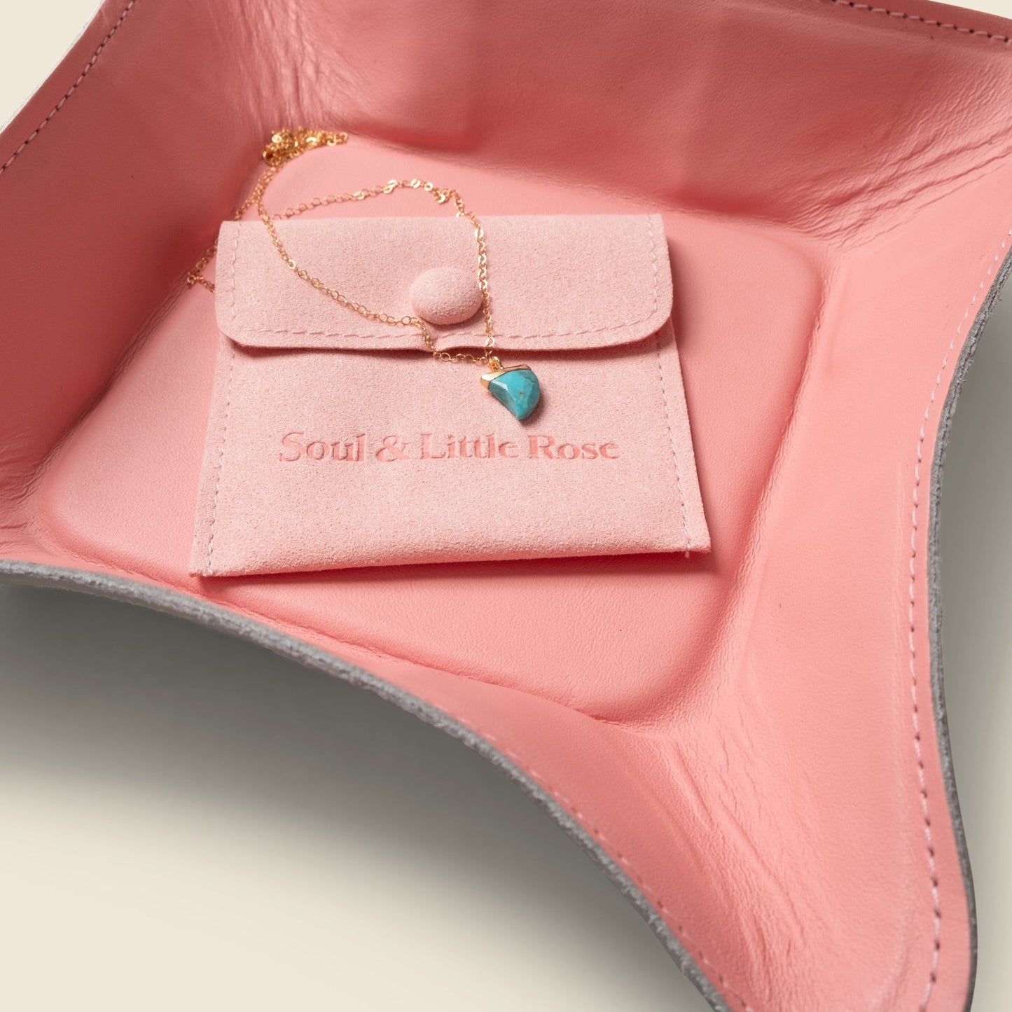 Travel Valet Leather Tray - Pink