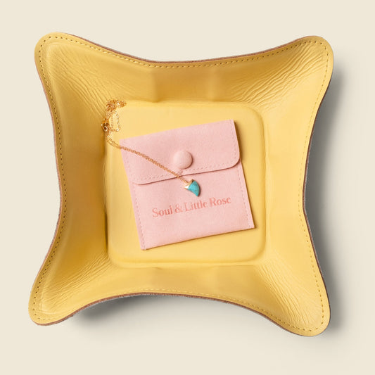 Travel Valet Leather Tray - Yellow