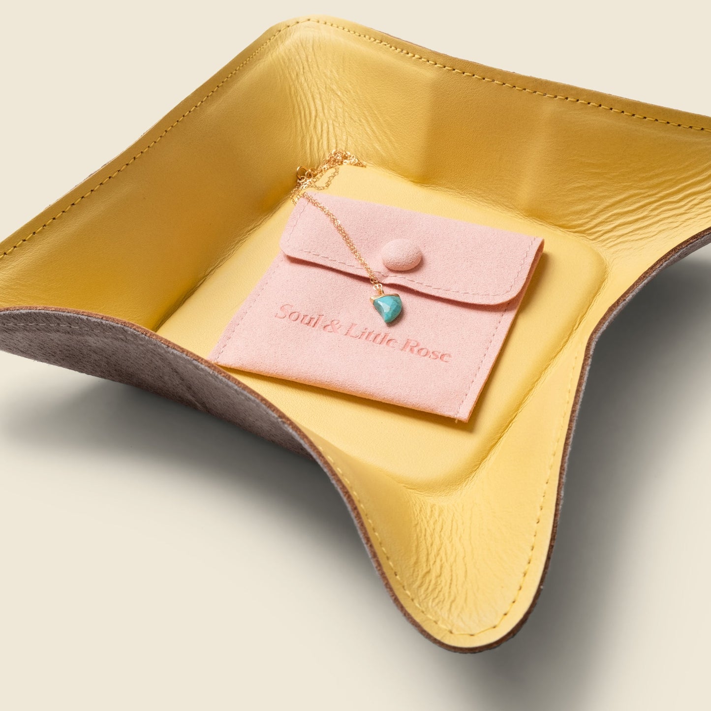 Travel Valet Leather Tray - Yellow