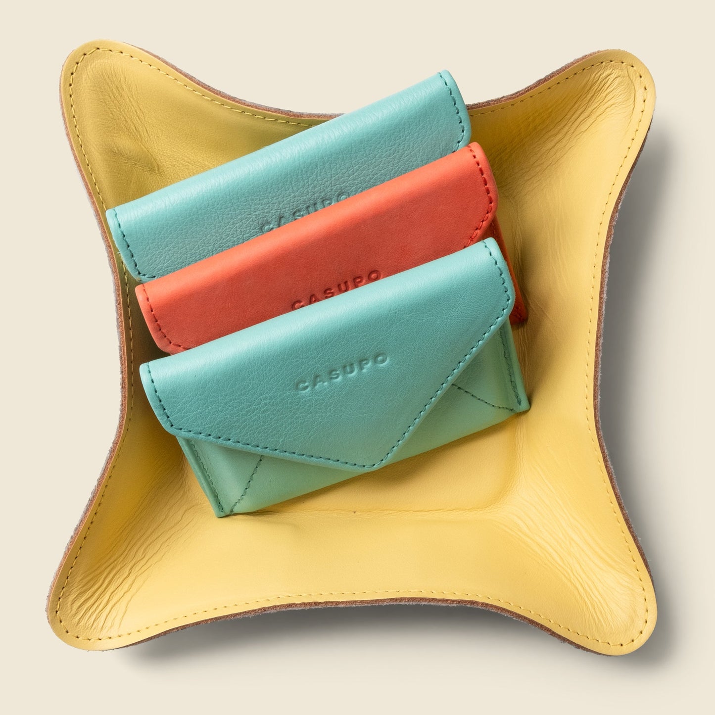 Travel Valet Leather Tray - Yellow
