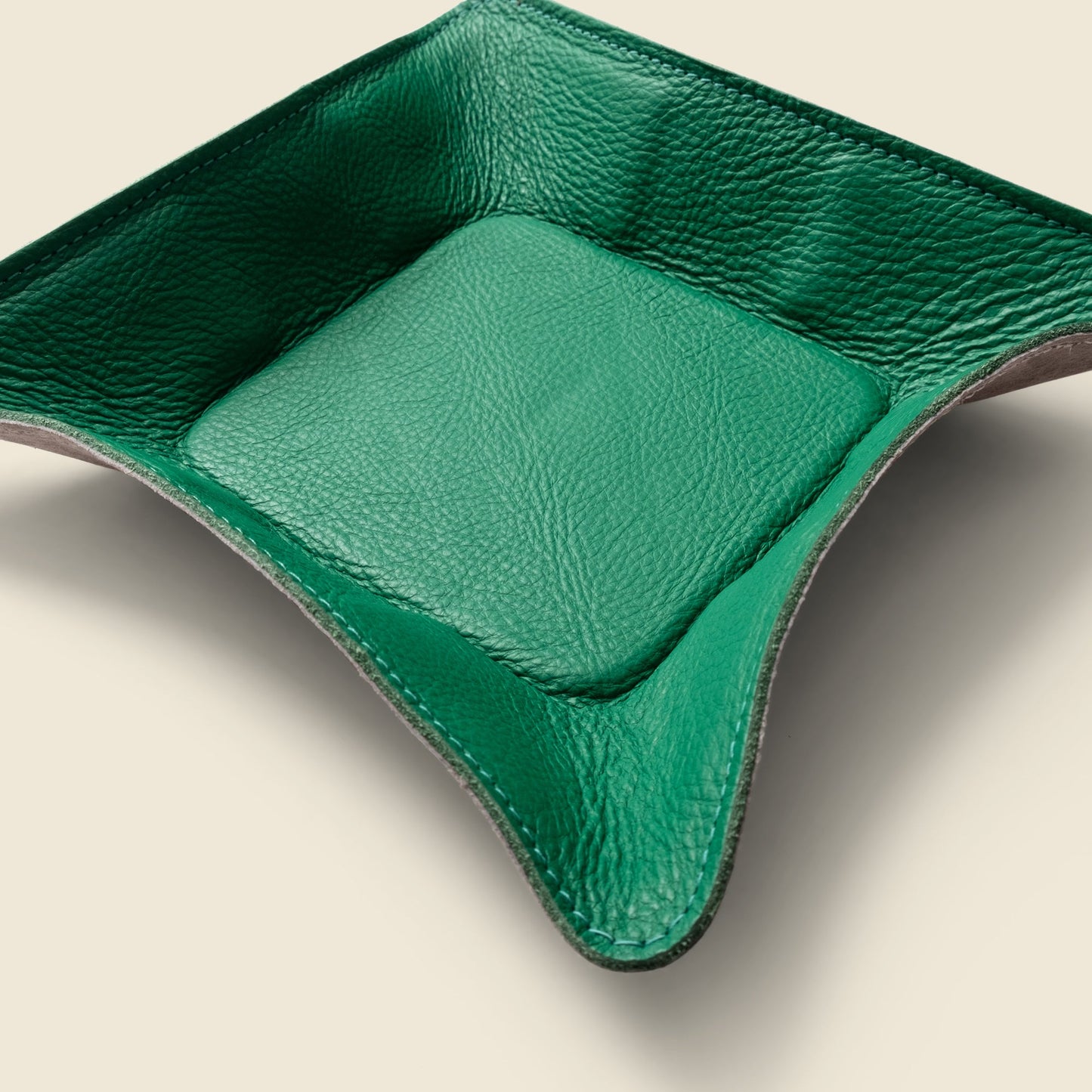 Travel valet leather tray - Green