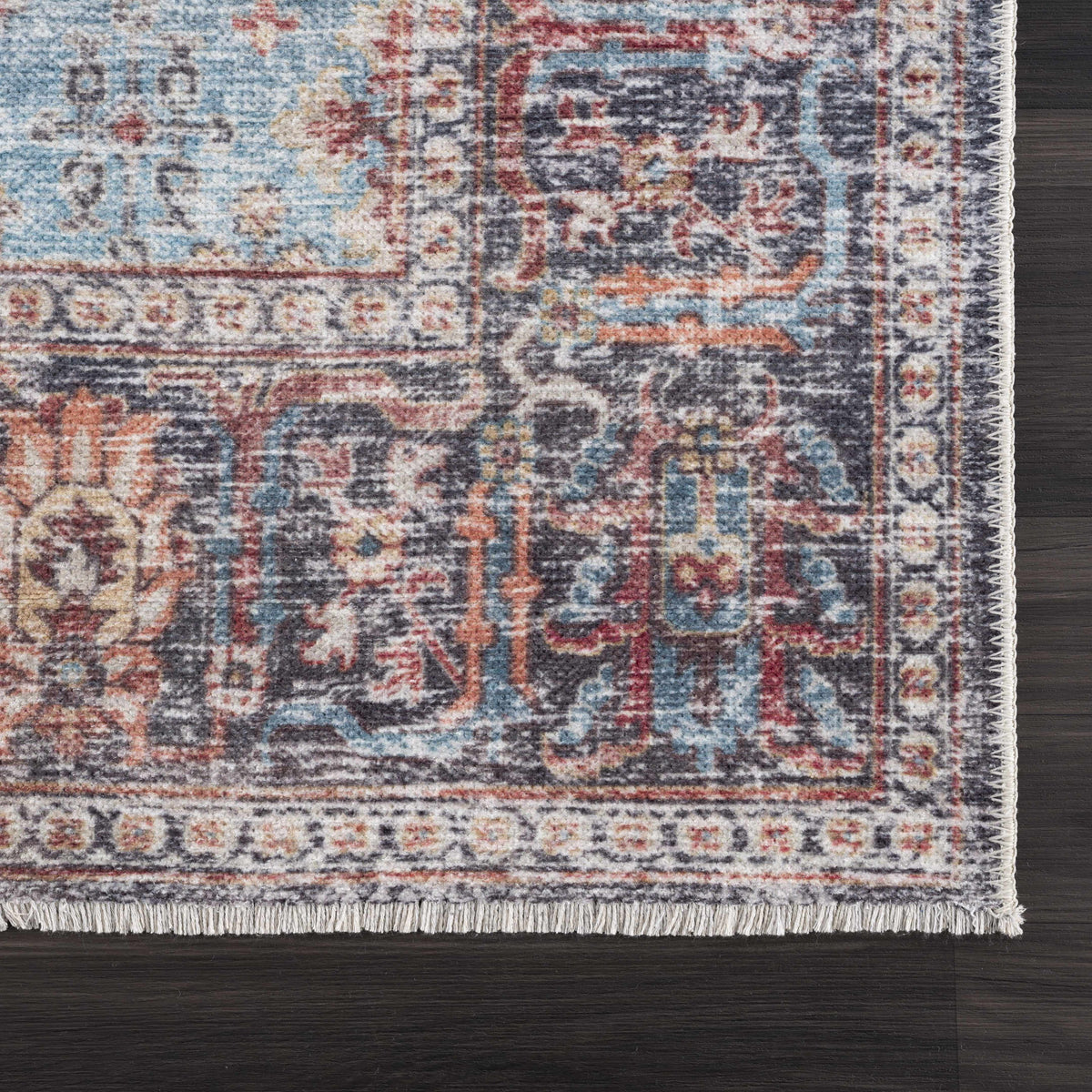 Blue Burgundy Holi-2302 Washable Area Rug