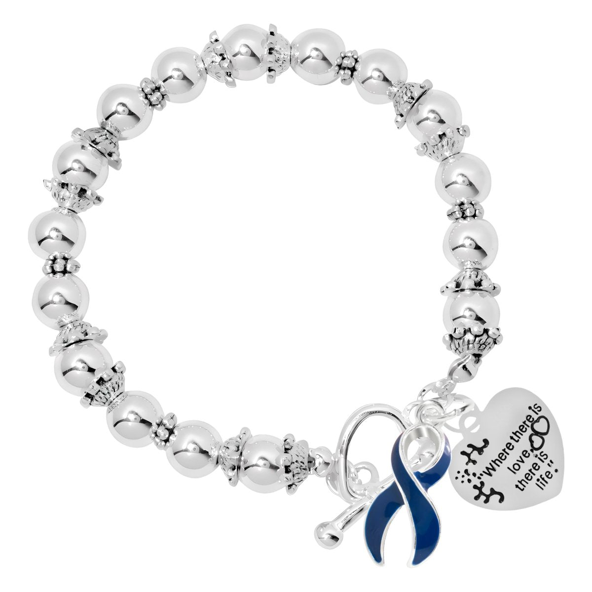 Dark Blue Ribbon Where There is Love Bracelets