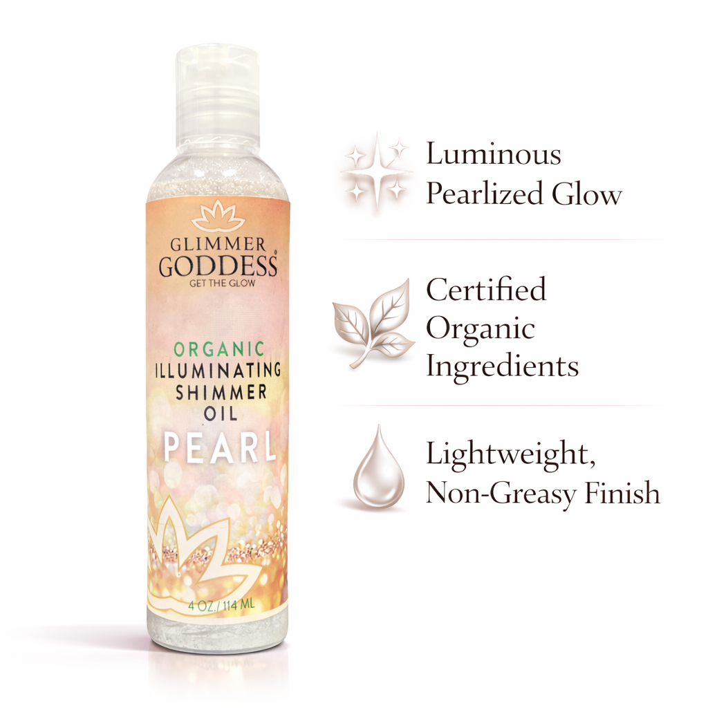 Organic Shimmer Oil – Instant glow + soft hydration with a silky, non-greasy finish