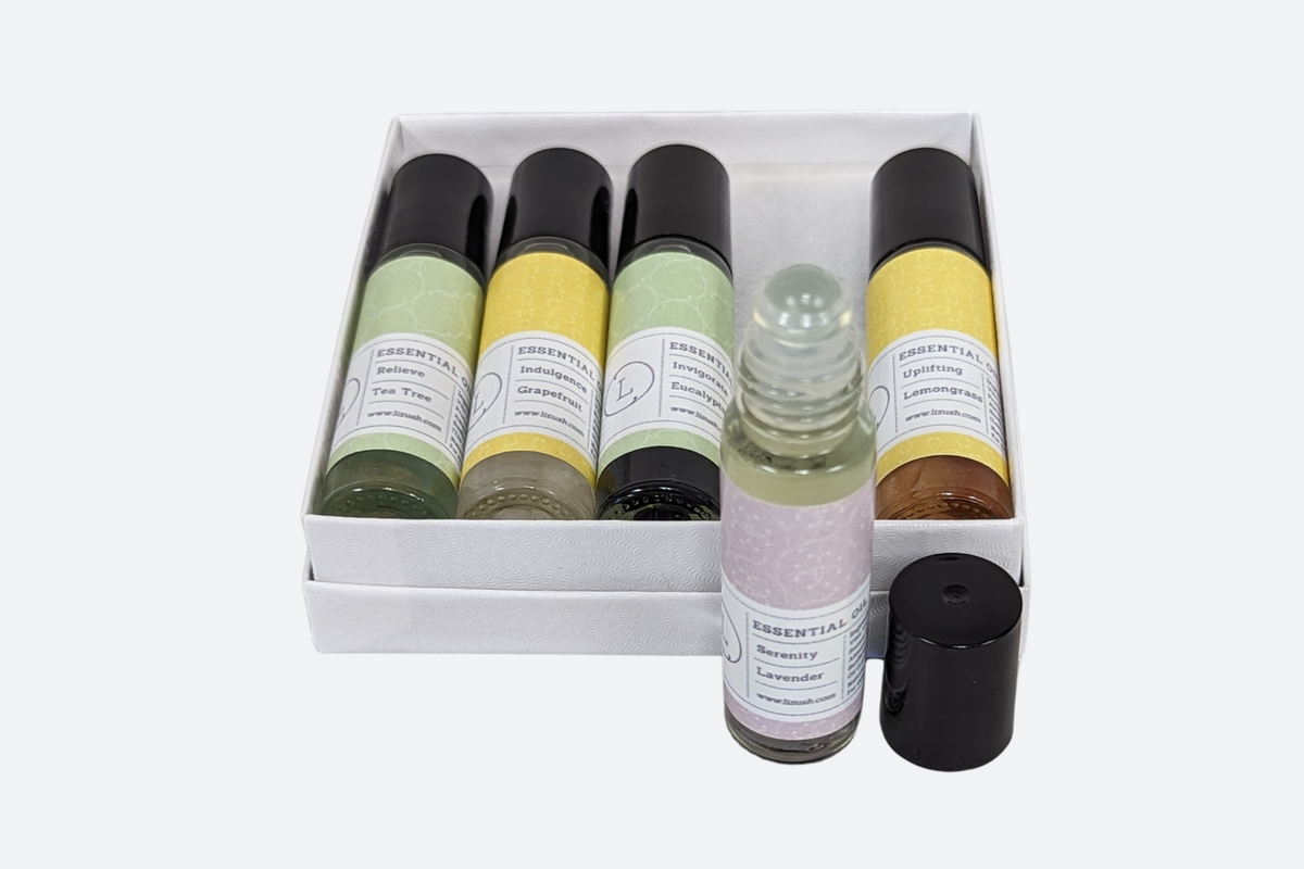 Natural Essential Oil Roll-On Set – 5 Aromatherapy Oils