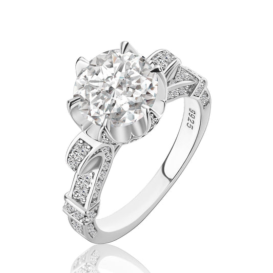 Rodiffy Moissanite 2.0Ct Round Cut Twist White Gold Promise Bridal Ring