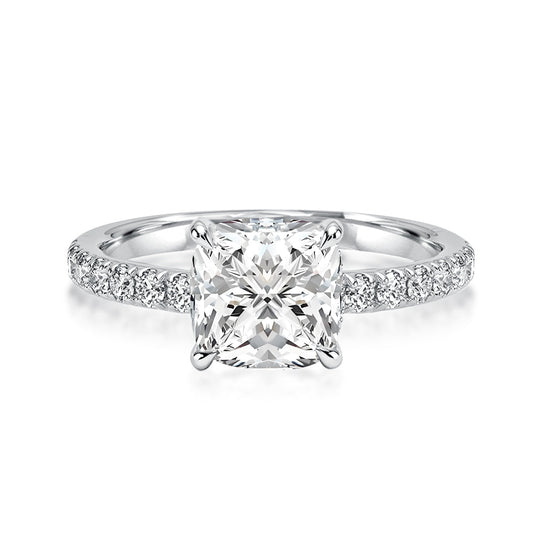 Rodiffy Moissanite 2.0Ct -2.5Ct Square Cushion Promise Bridal Ring