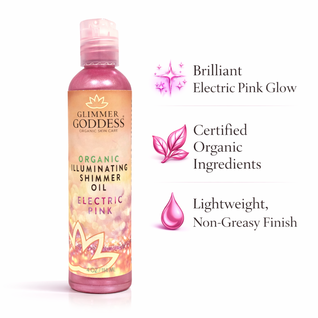 Organic Shimmer Oil – Instant glow + soft hydration with a silky, non-greasy finish