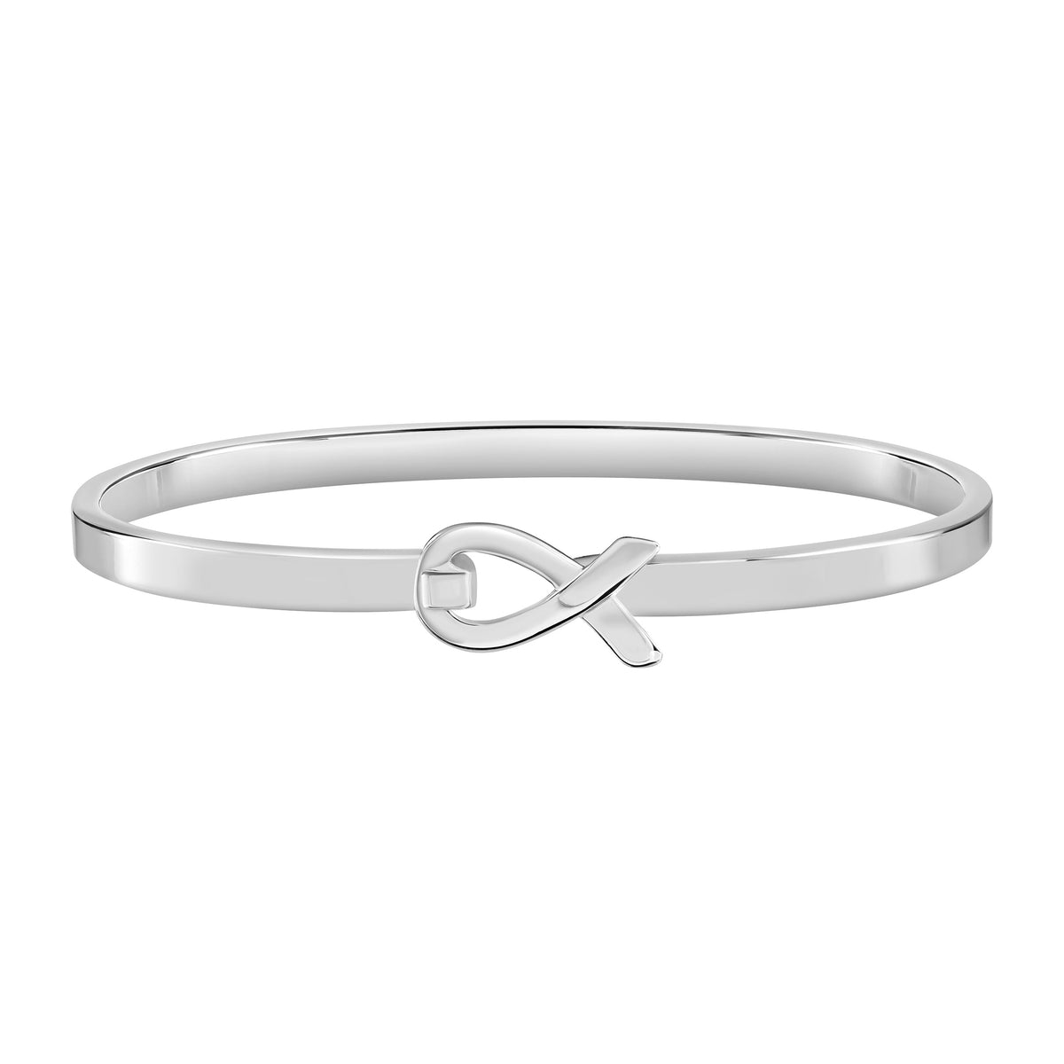Sterling Silver-Plated Awareness Ribbon Bangle Bracelets
