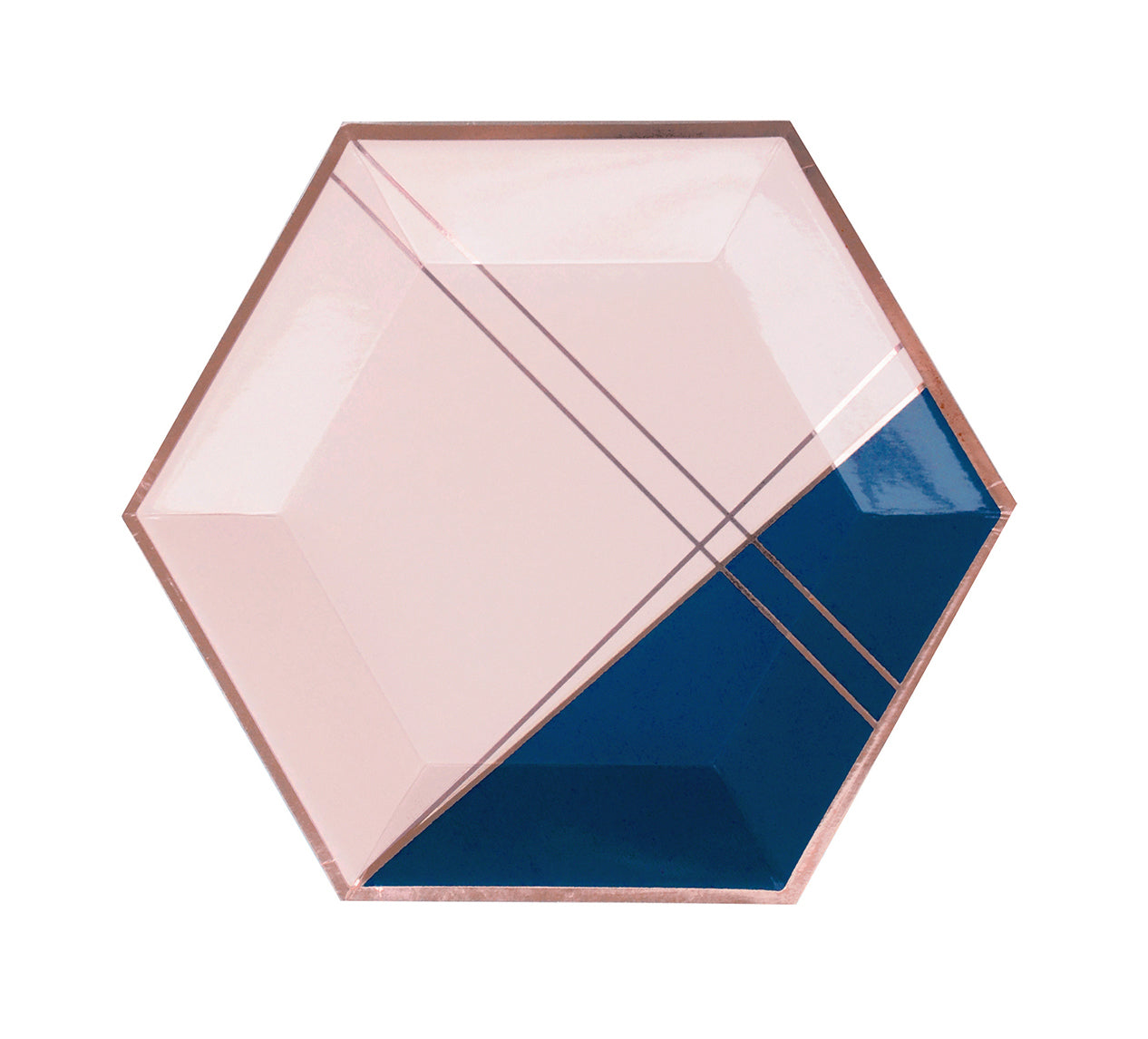 Erika - Pale Pink and Navy Colorblock Large Paper Plates