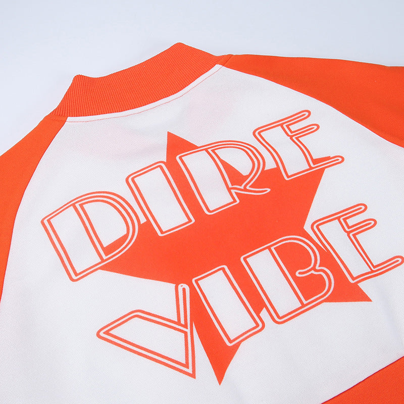 Printed Colorblock Athleisure Long Sleeve Shorts Set