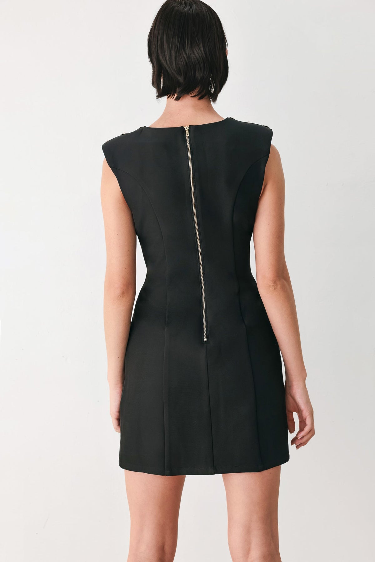 EBONY MODERN EDGE WOVEN MINI SHIFT DRESS