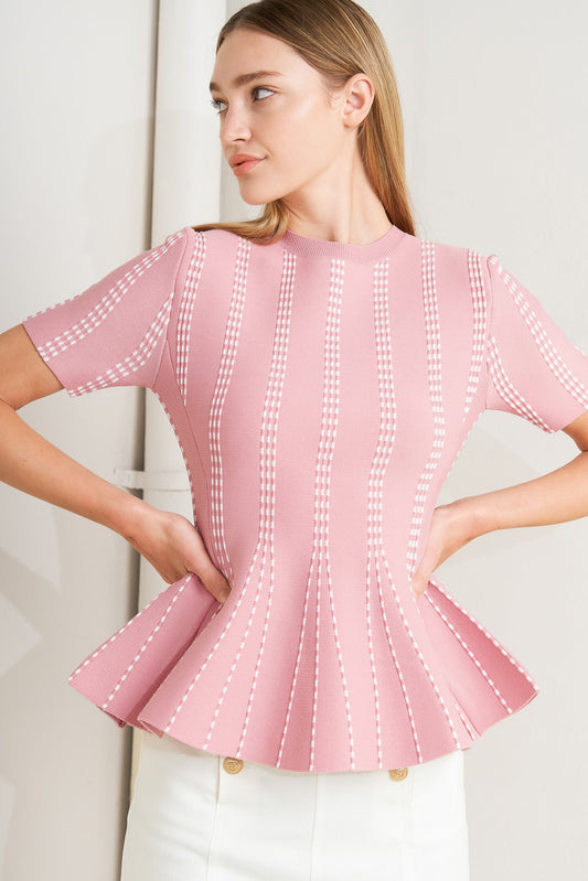 EVENING RUSTLE JACQUARD SWEATER TOP