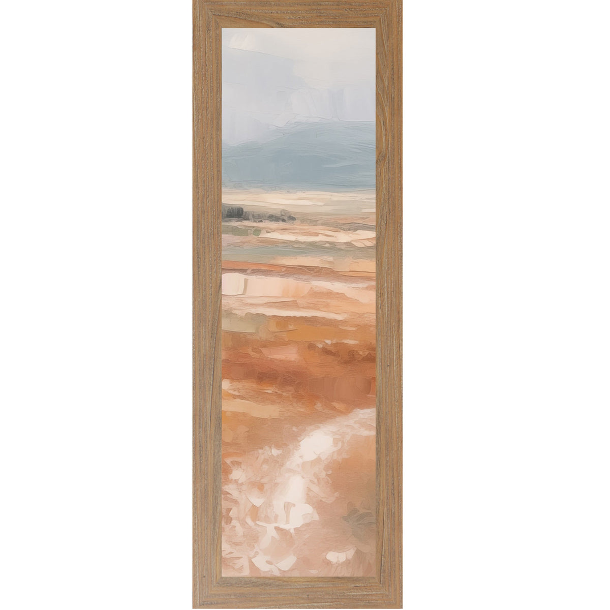 Terracotta Abstract Landscape Wall Art – Soft Peach Field Narrow Portrait Scenic Decor (SB934)