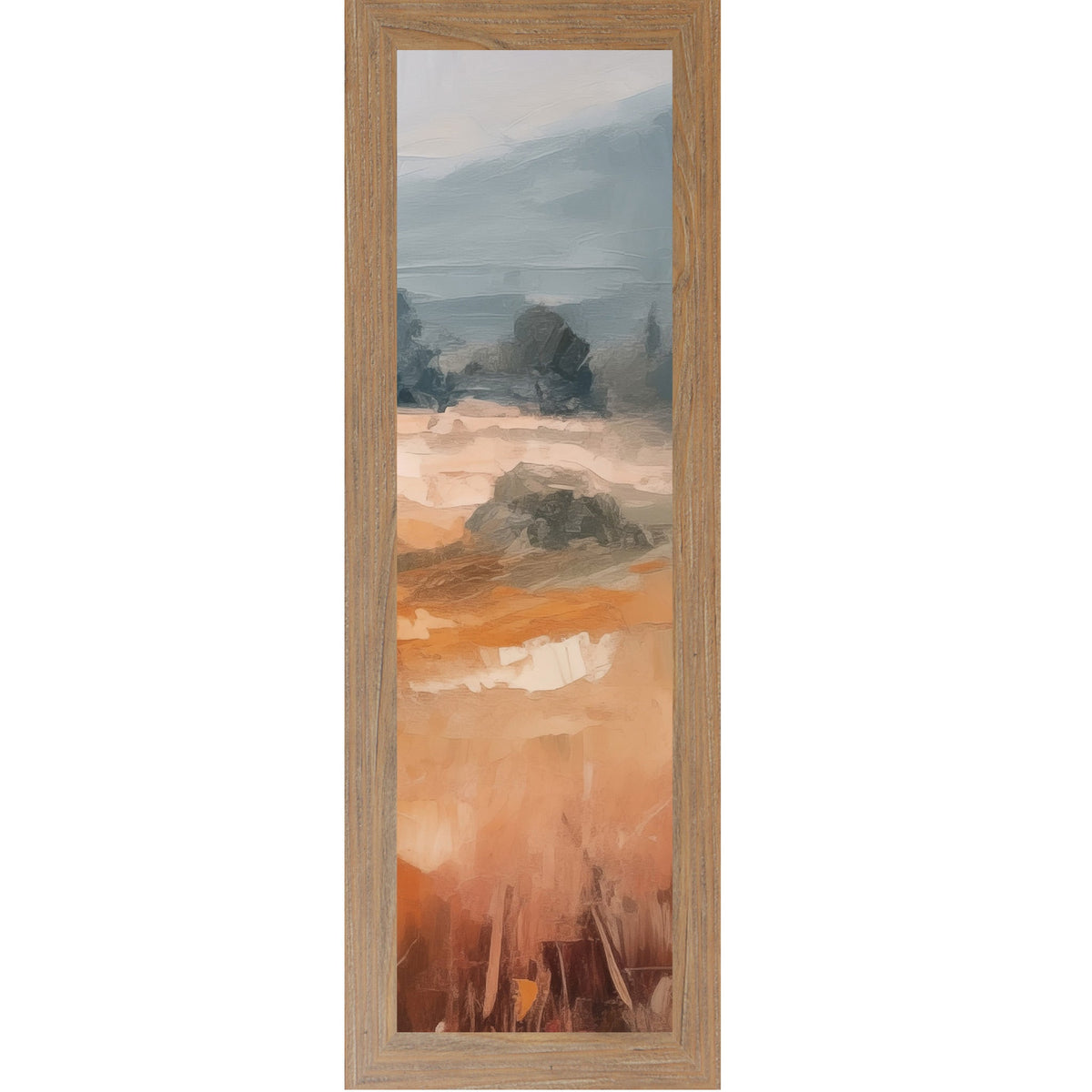 Terracotta Abstract Landscape Wall Art – Warm Orange Field Narrow Portrait Scenic Decor (SB935)