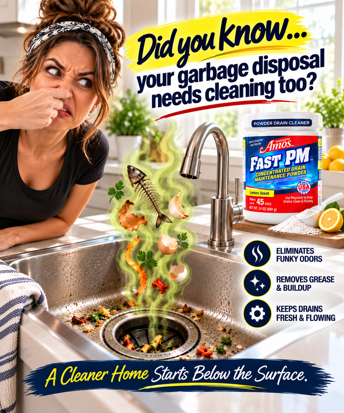 Professor Amos FAST PM Preventative Drain Maintenance Concentrate Powder - Stop Clogs & Odors Before They Start!