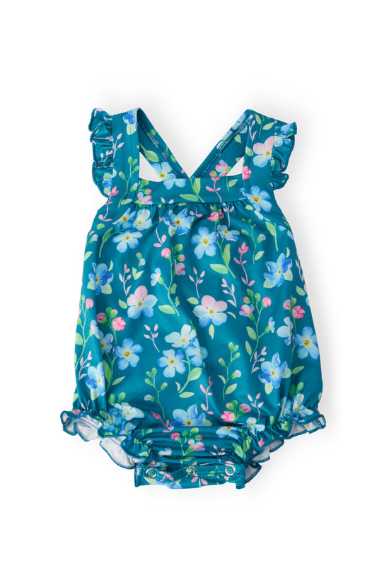 Floral Breeze Ruffle Cross Back Romper