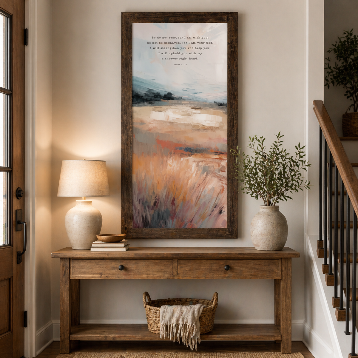 Isaiah 41:10 Wall Art – Do Not Fear For I Am With You Terracotta Landscape Christian Decor (SB762)