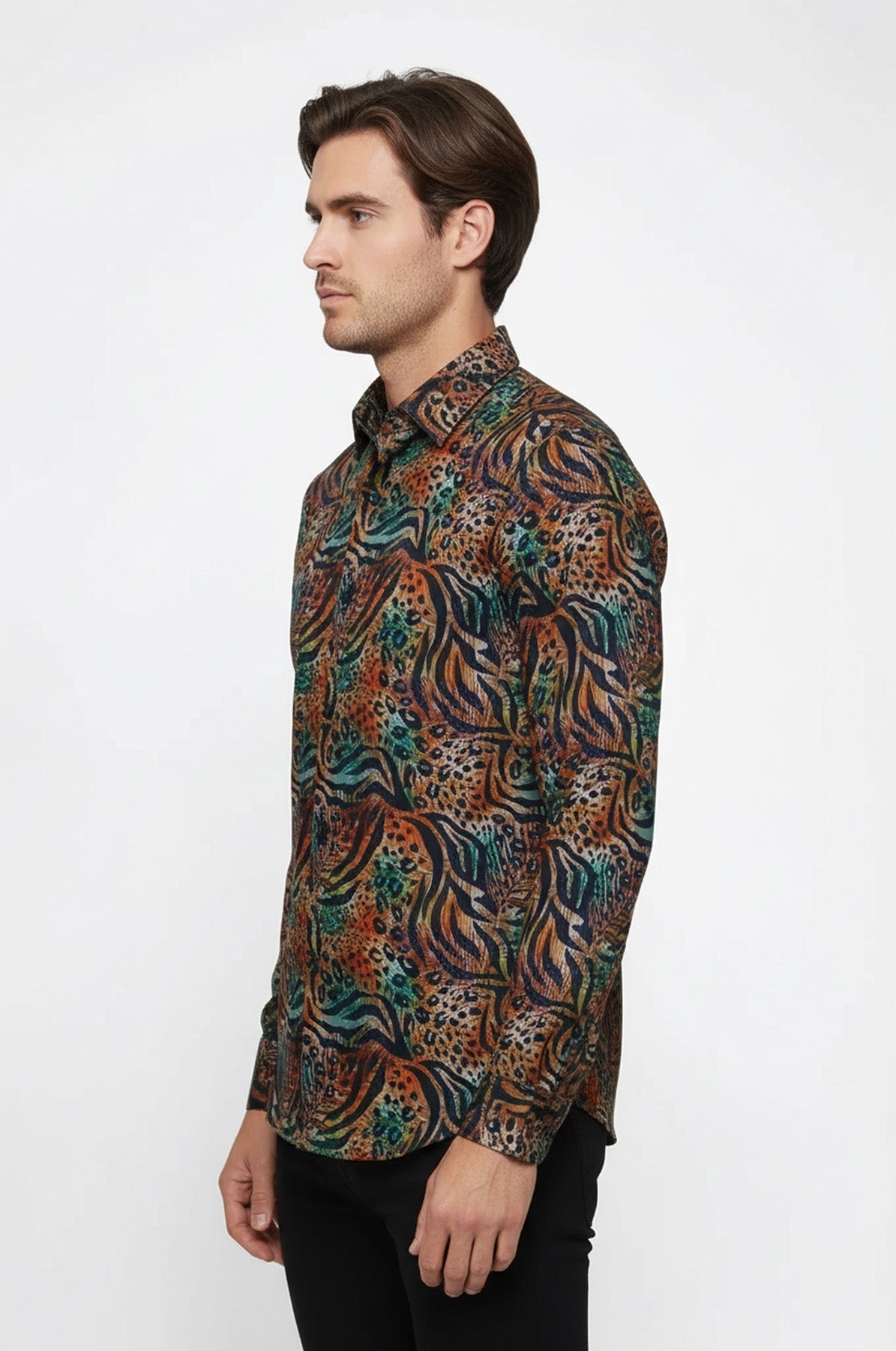 Animal Patterned Long Sleeves Multicolor Men Shirt - Wessi