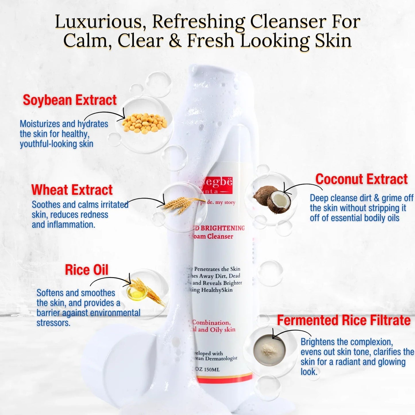 Advanced Brightening Gel Foam Cleanser | Rice Extract
