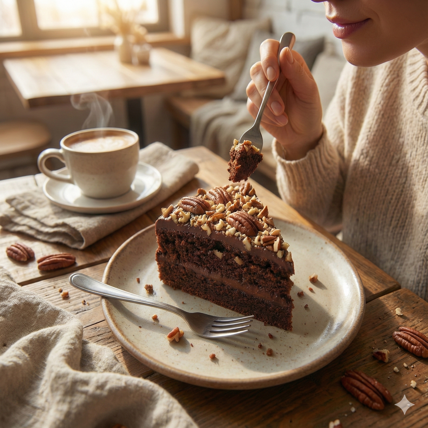 Andy Anand Chocolate Caramel Pecan Cake 9" - Fresh Baked Handcrafted Cake, Decadent, Delicious (2.8) lbs
