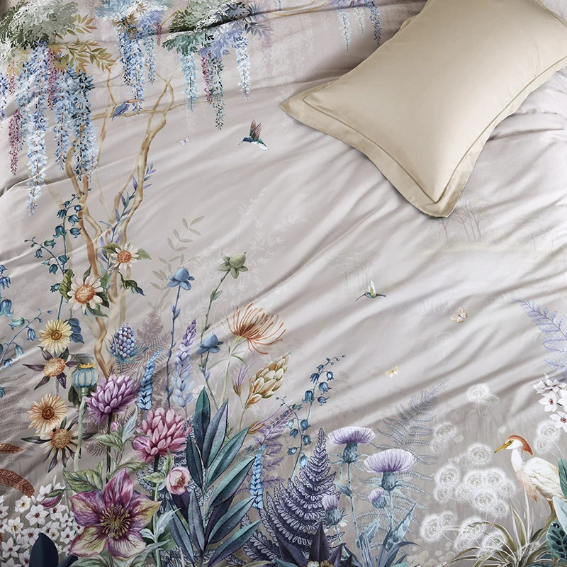 Gianna Birds and Flowers Egyptian Cotton Bedding Set | 3CARATS