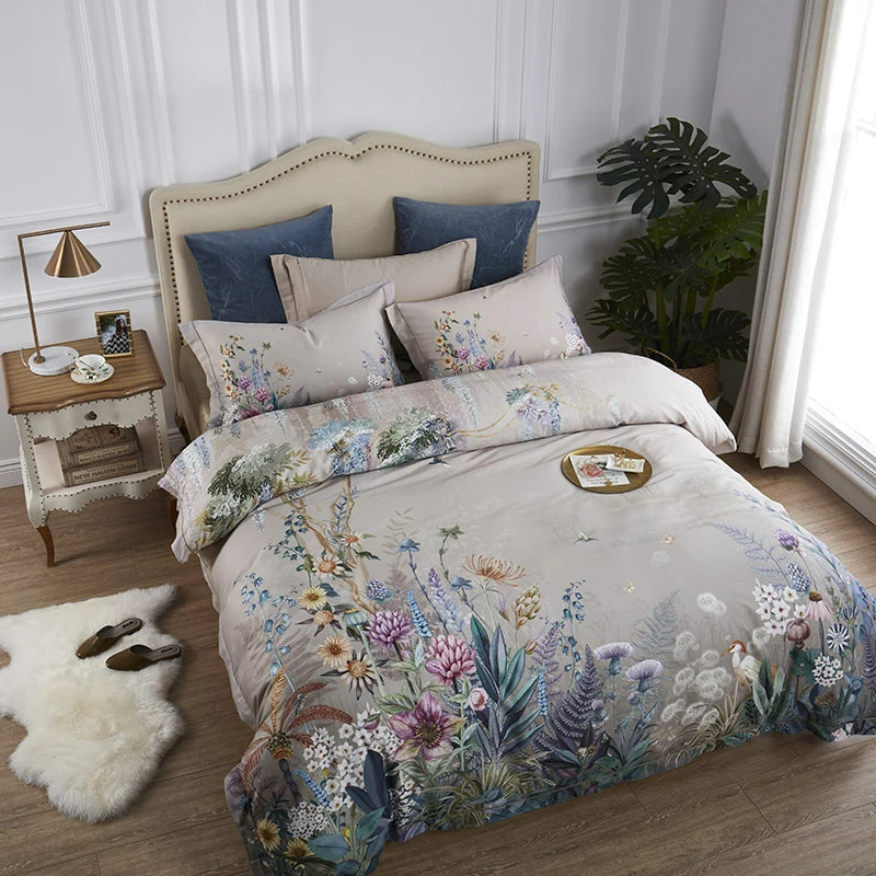 Gianna Birds and Flowers Egyptian Cotton Bedding Set | 3CARATS