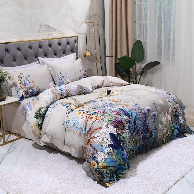 Gianna Birds and Flowers Egyptian Cotton Bedding Set | 3CARATS